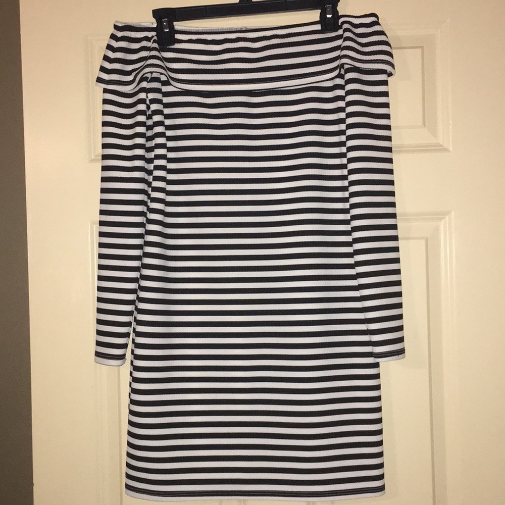 Off the shoulder striped dress
